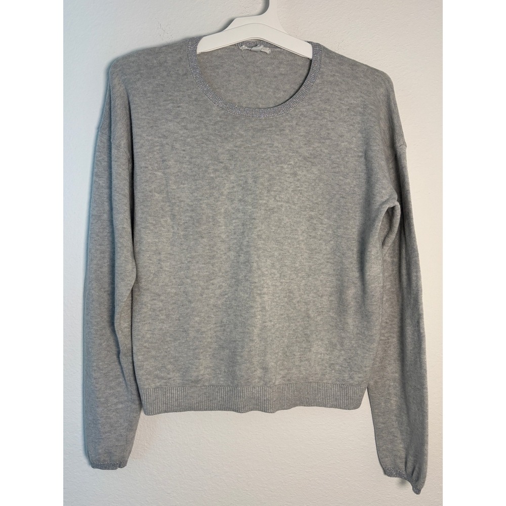 Splendid Collection Gray Metallic Trim Knit Pullover Sweater Womens‎ Small